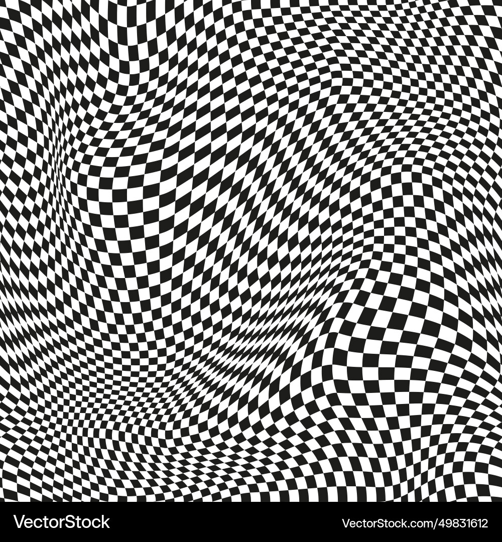 Seamless checkered pattern distorted optical vector image