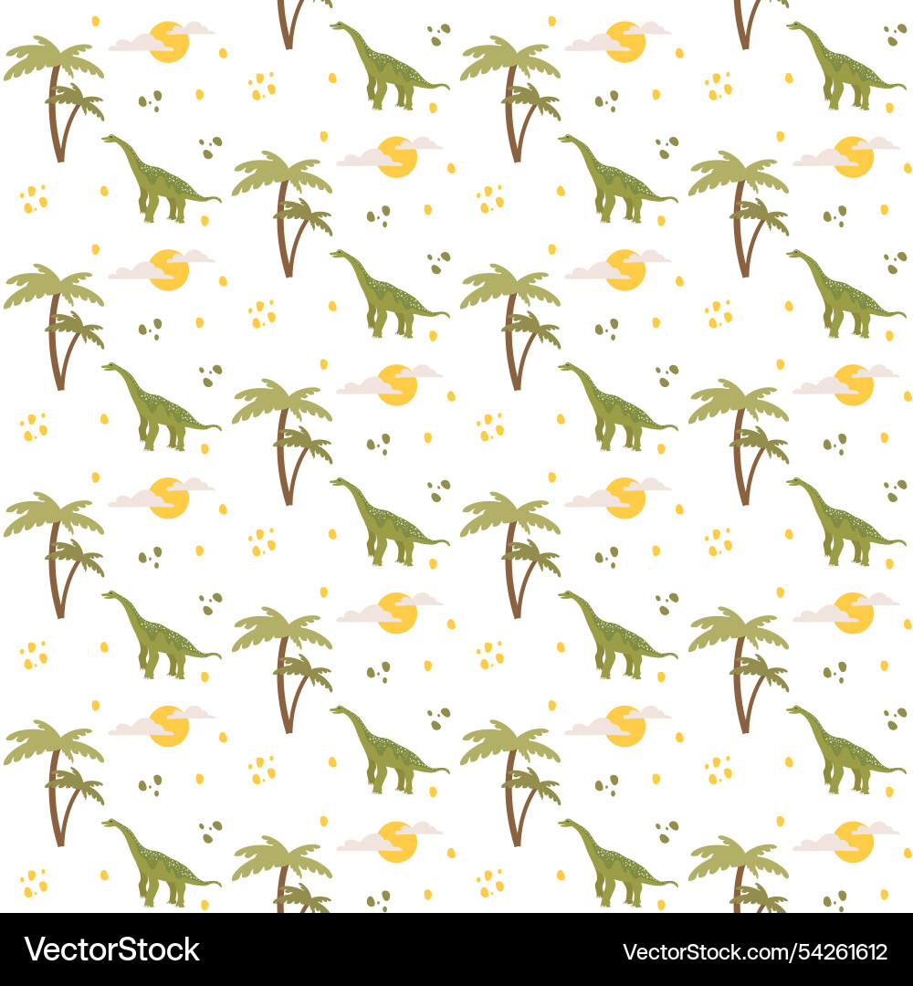 Seamless pattern dinosaur brachiosaurus Seamless pattern dinosaur brachiosaurus Vector Image