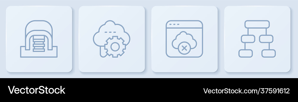 Set line hangar with servers failed access cloud Set line hangar with servers failed access cloud vector image