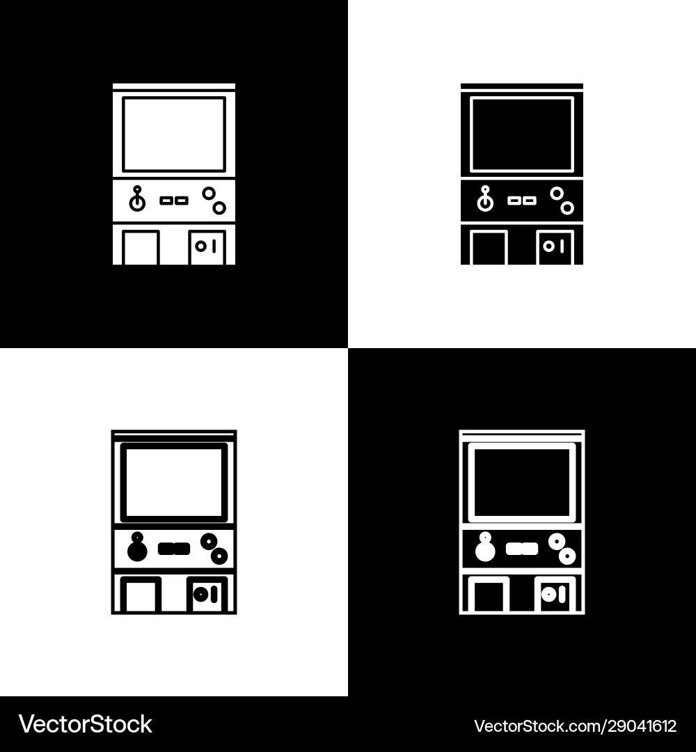 Set retro arcade game machine icon isolated Set retro arcade game machine icon isolated vector image