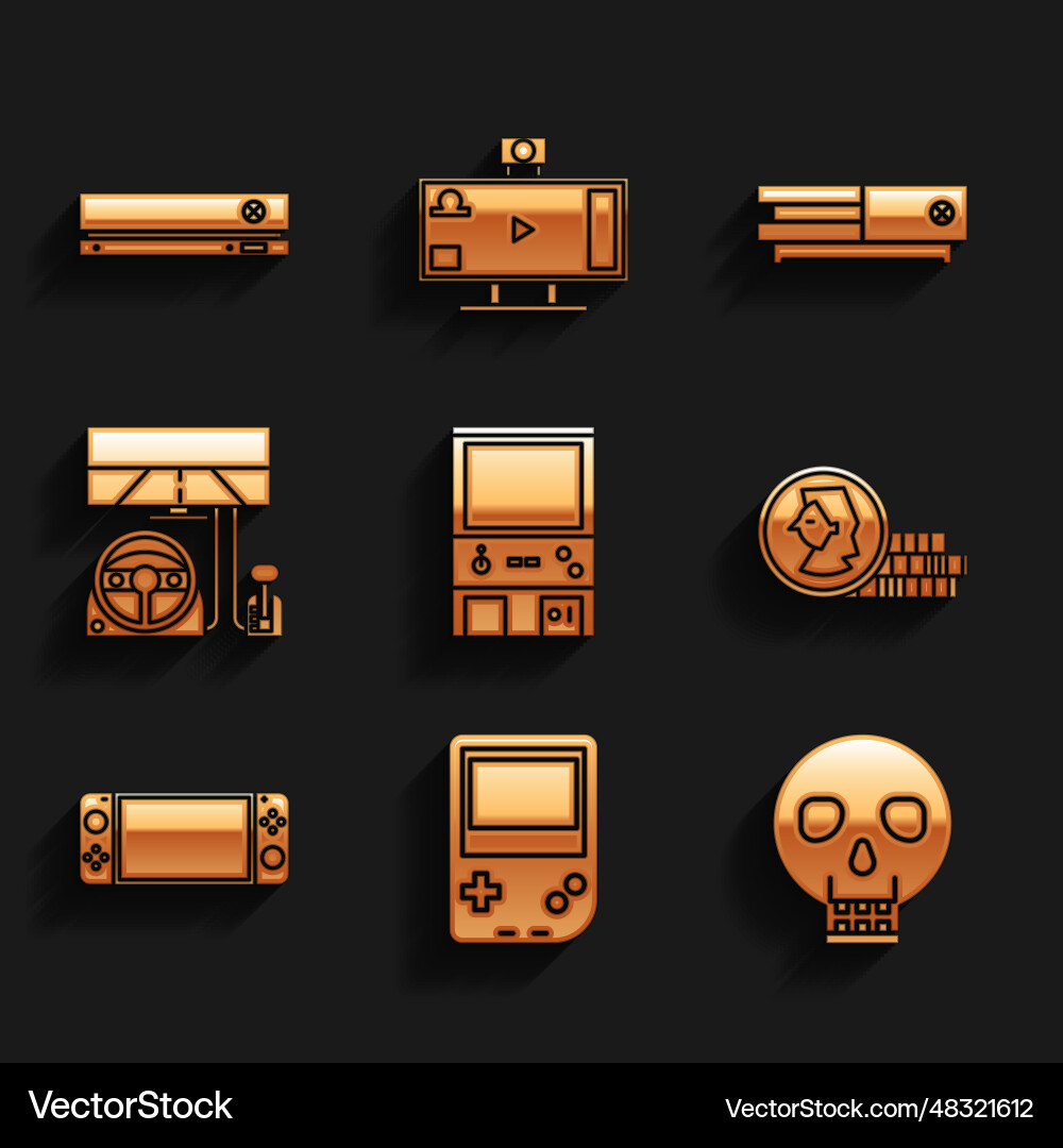 Set retro arcade game machine portable video Vector Image