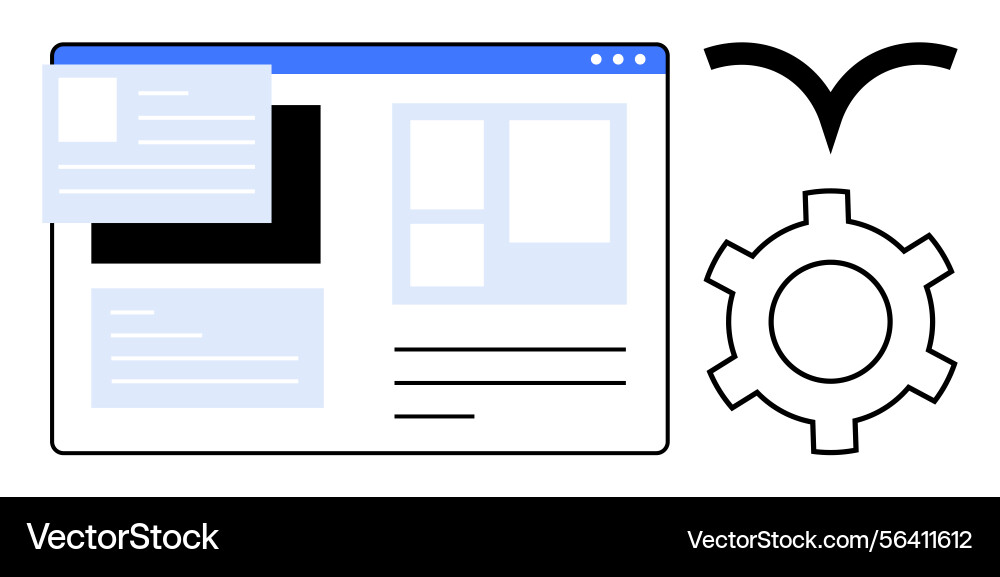 Website dashboard with menu pop-up and gear icon Website dashboard with menu pop-up and gear icon vector image