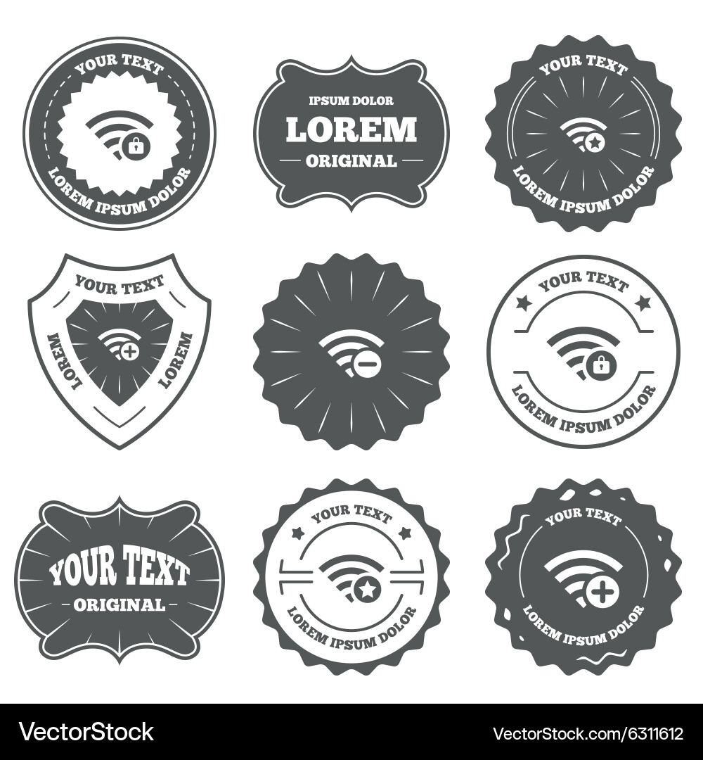 Wifi wireless network icons wi-fi add remove vector image