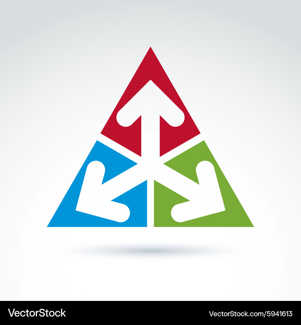 Abstract emblem with three multidirectional arrows vector image