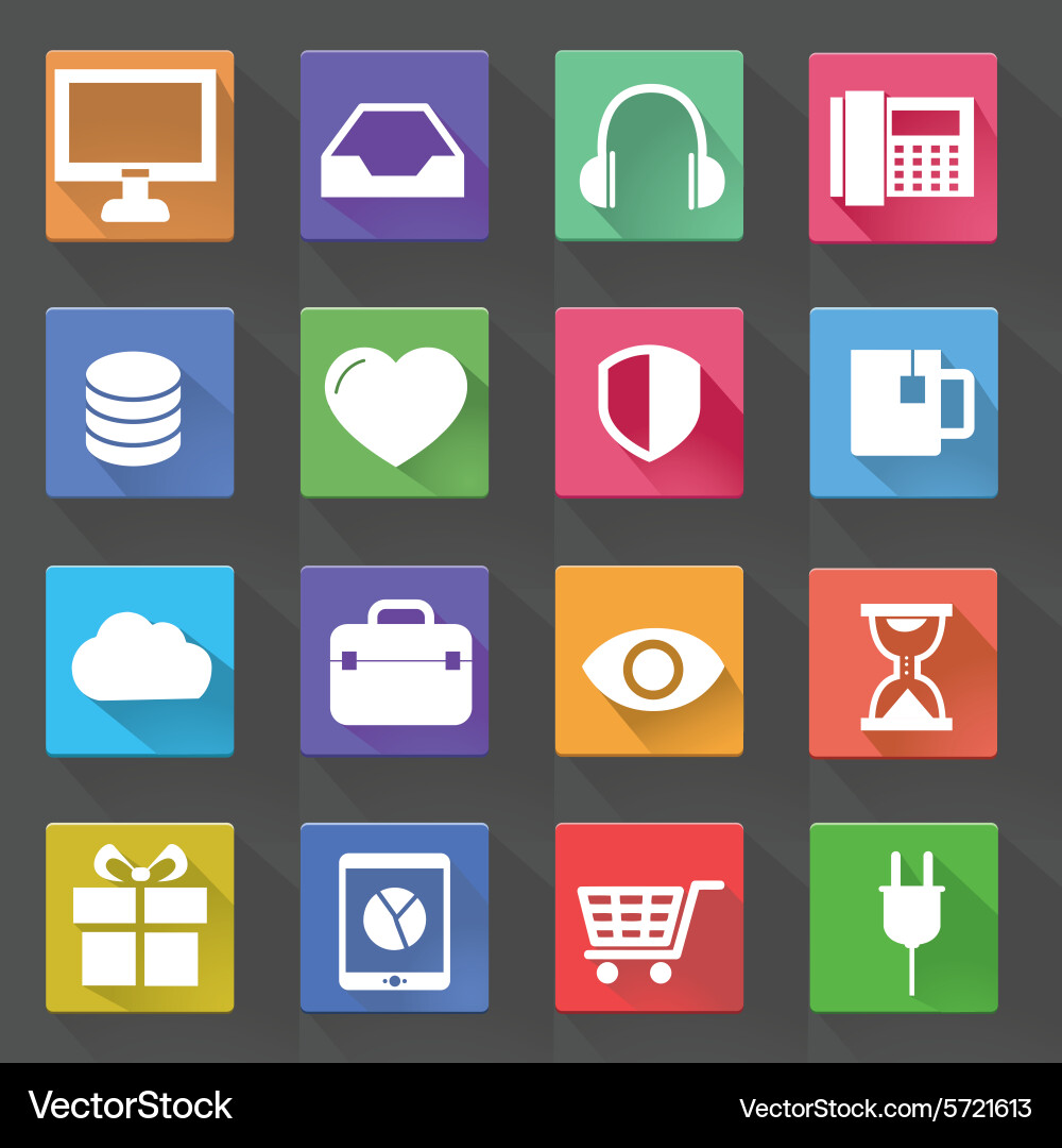 Application web icons set in flat design with long vector image