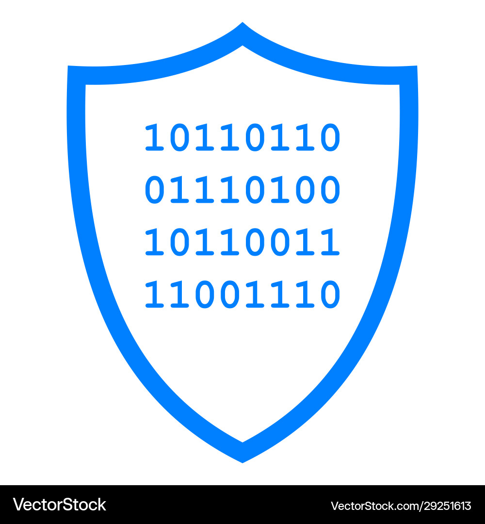 Binary code and shield vector image