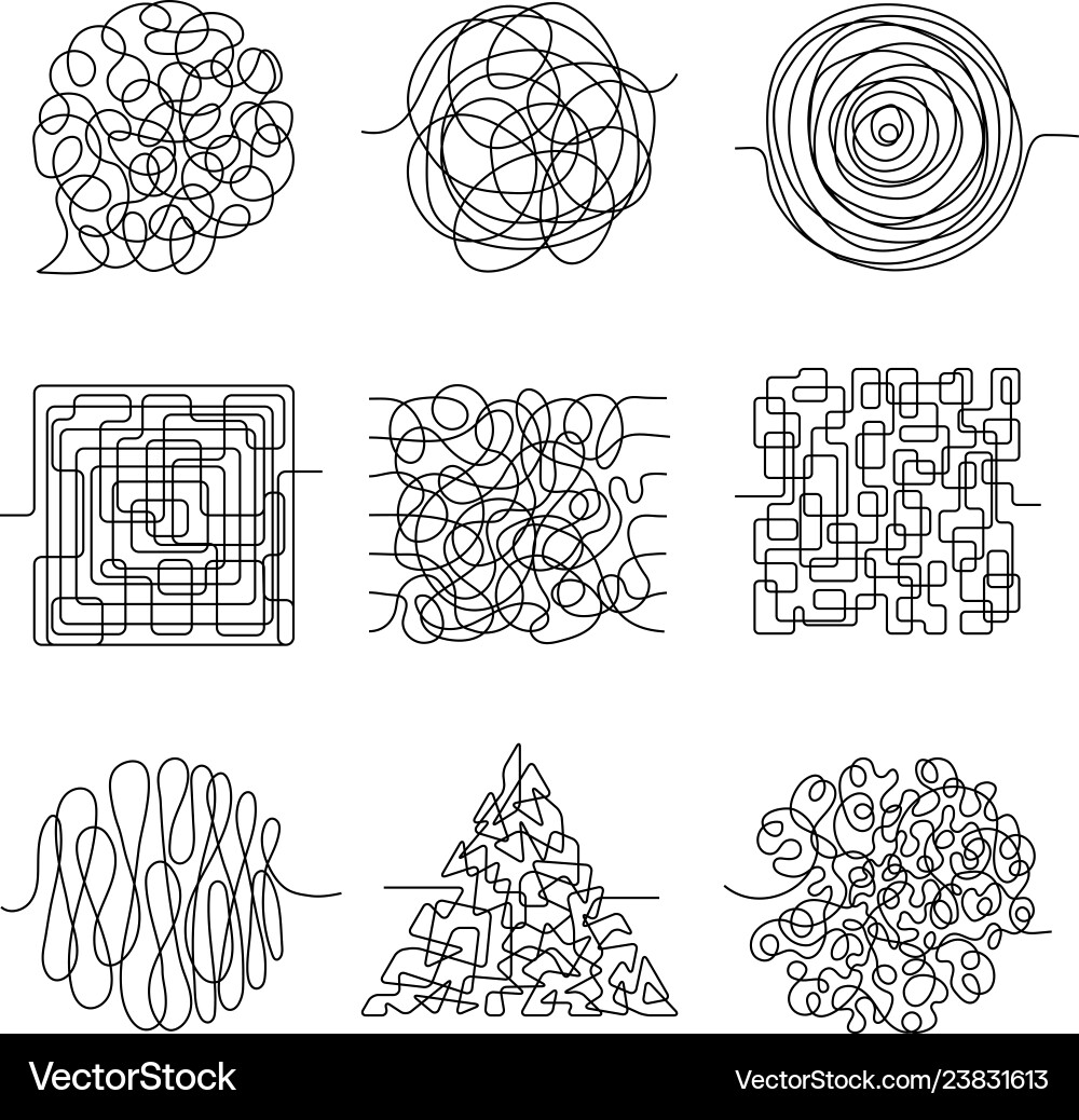 Chaos lines scribble messy shape threading Chaos lines scribble messy shape threading vector image