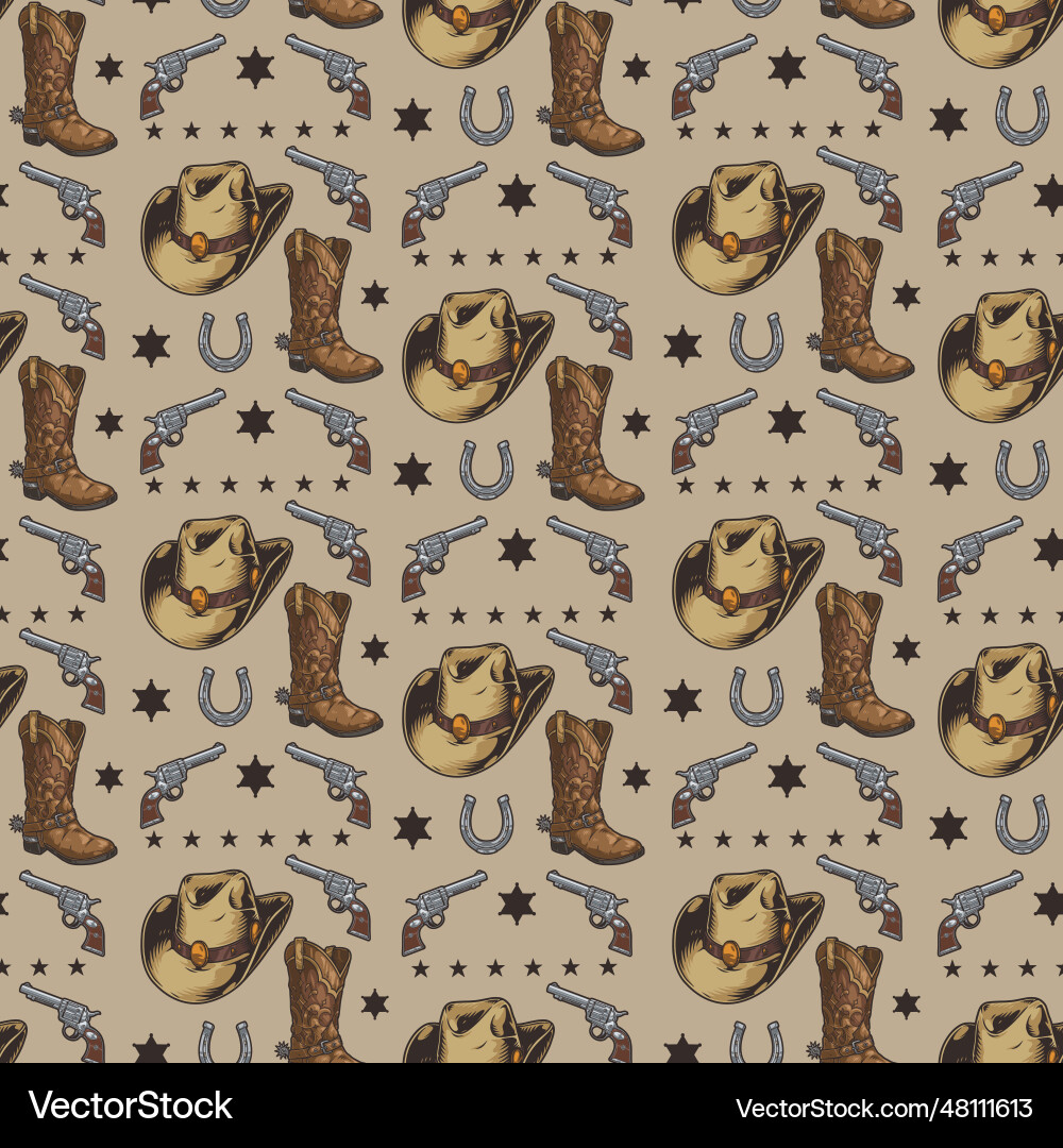 Cowboy culture colorful seamless pattern Cowboy culture colorful seamless pattern vector image