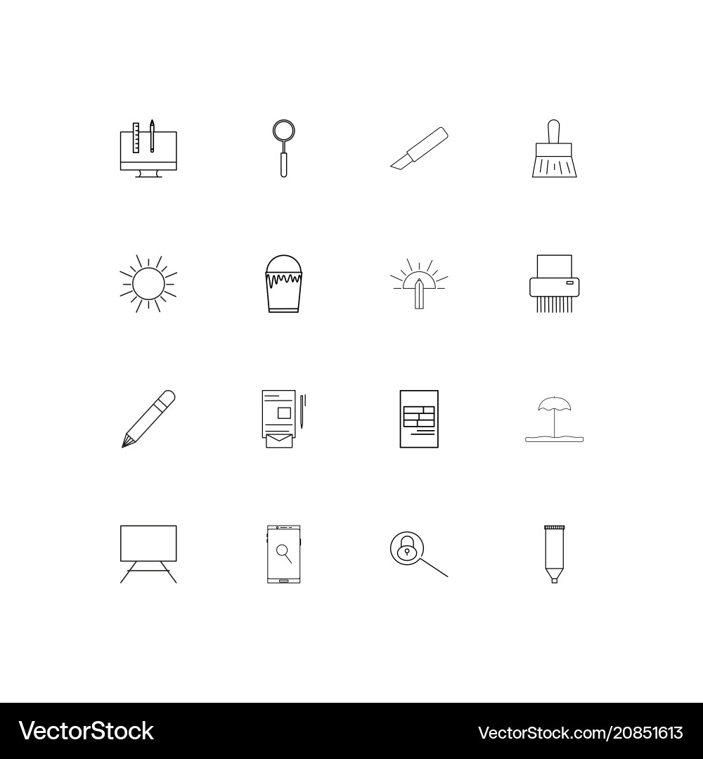 Creative process and design linear thin icons set Vector Image