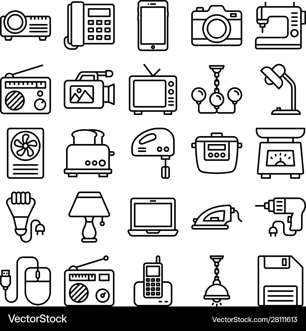 Electronics isolated icons set every singl Electronics isolated icons set every singl vector image