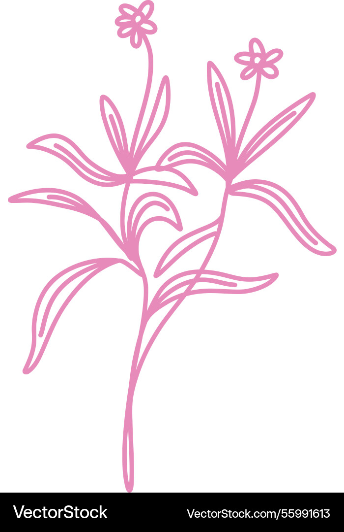 Floral leaf one line drawing leaves design Floral leaf one line drawing leaves design vector image