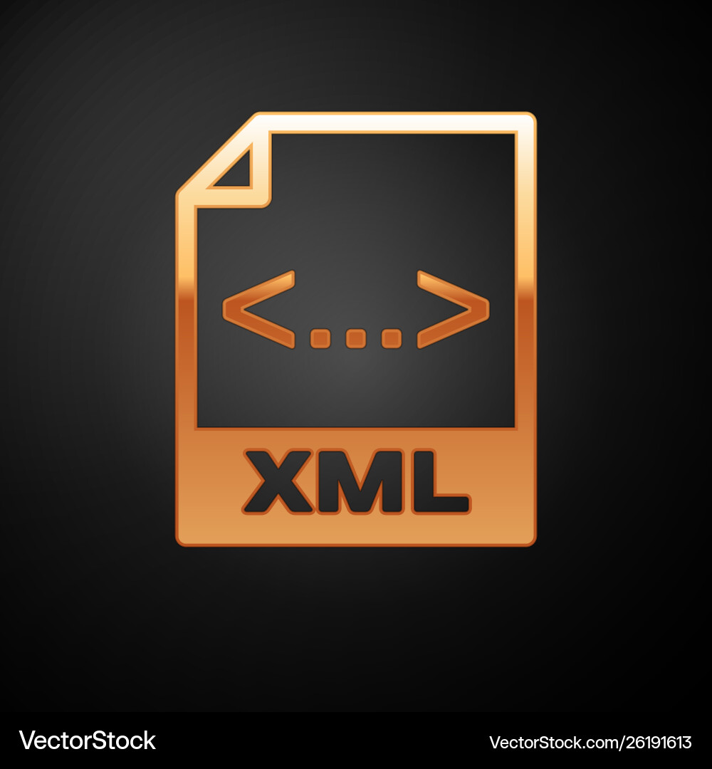 Gold xml file document icon download button Gold xml file document icon download button vector image