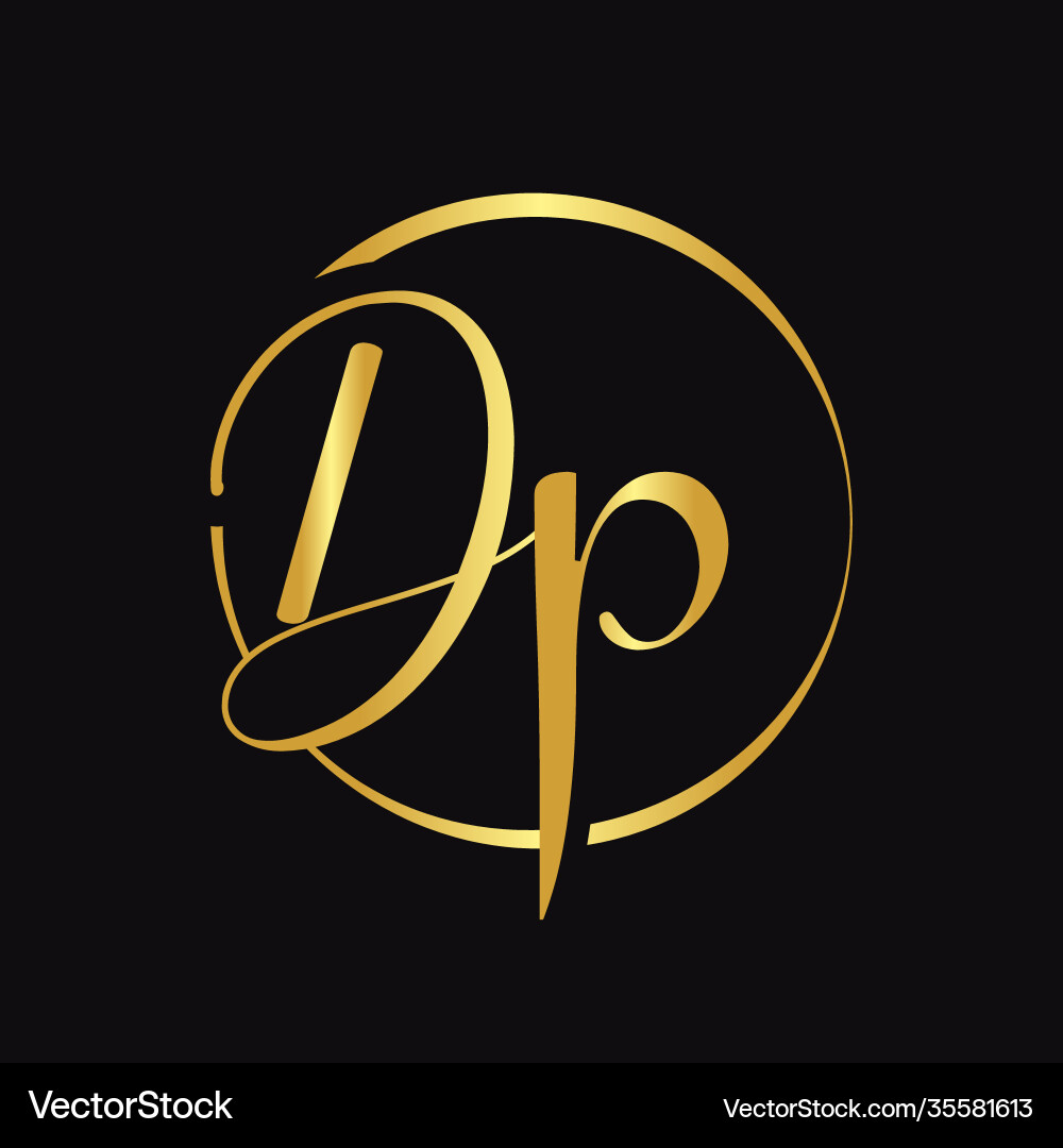 Initial dp script letter type logo design vector image