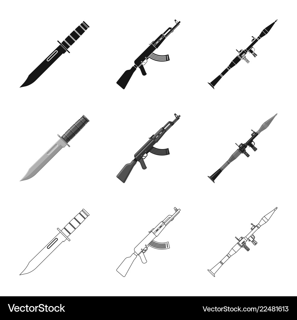 Isolated object of weapon and gun logo collection Isolated object of weapon and gun logo collection vector image