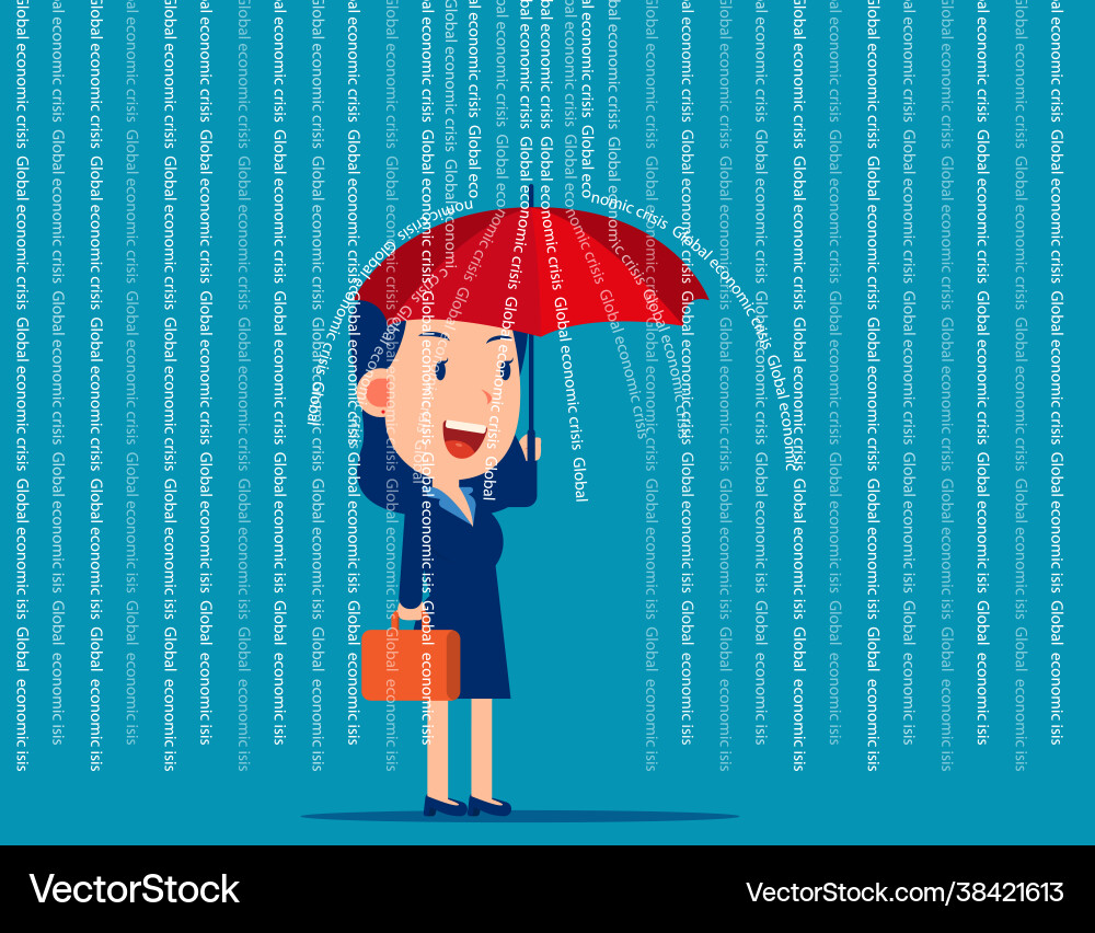 Regenschirmschutz vor der globalen Wirtschaftskrise Regenschirmschutz vor der globalen Wirtschaftskrise vektorbild
