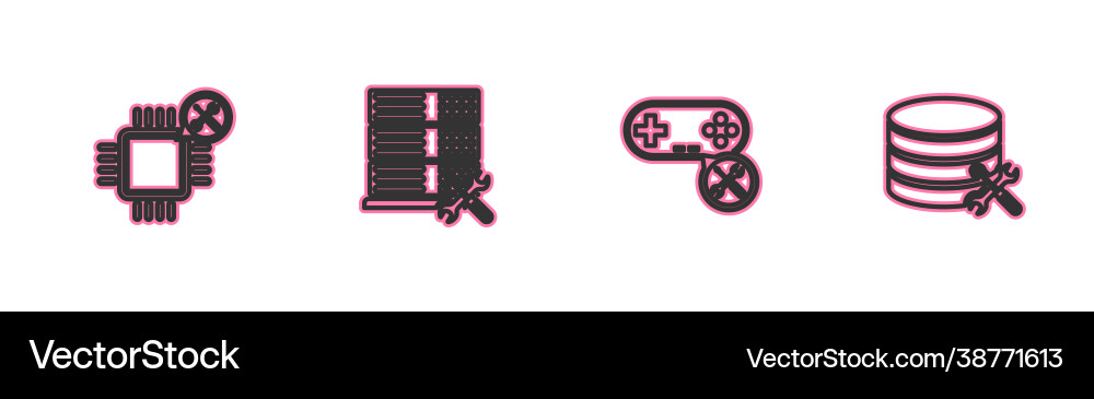 Set line processor service gamepad database Set line processor service gamepad database Vector Image