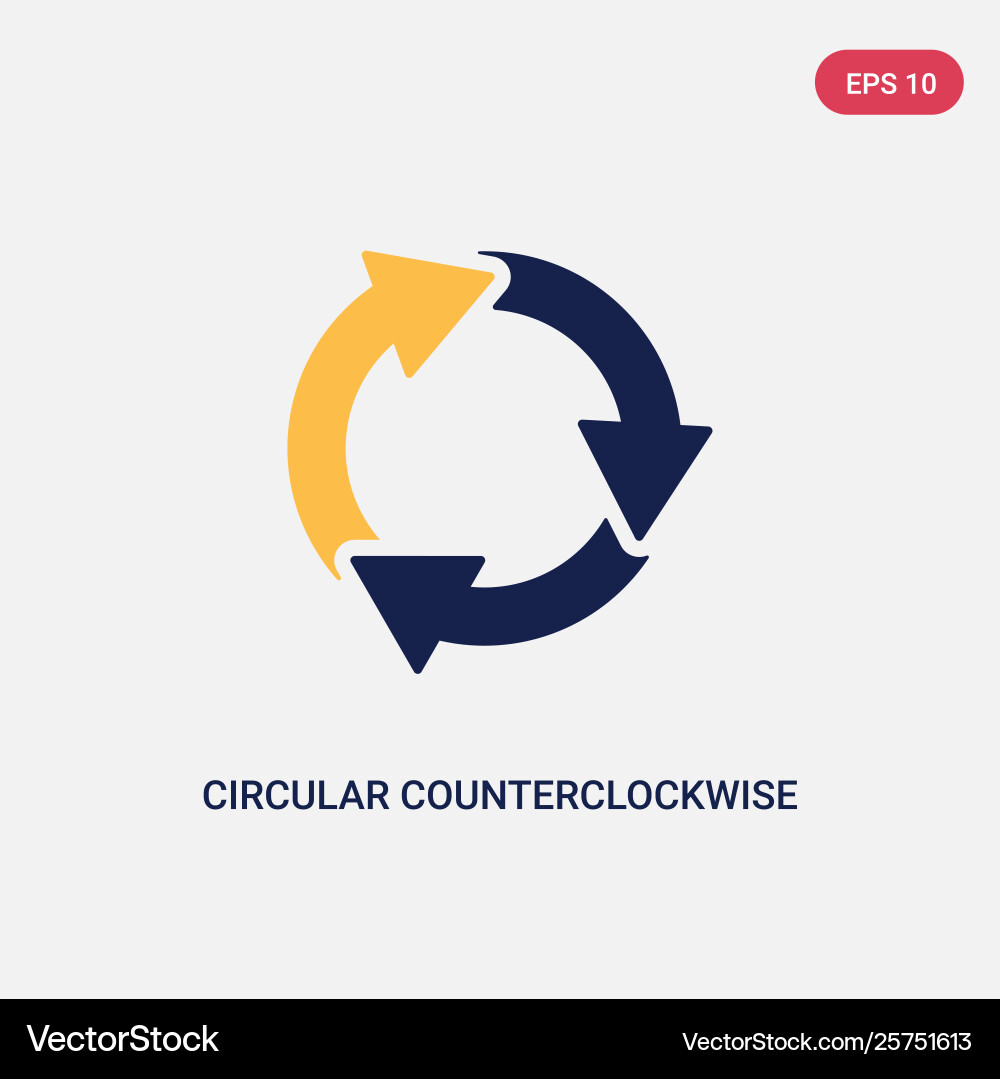 Two color circular counterclockwise arrows icon Two color circular counterclockwise arrows icon vector image