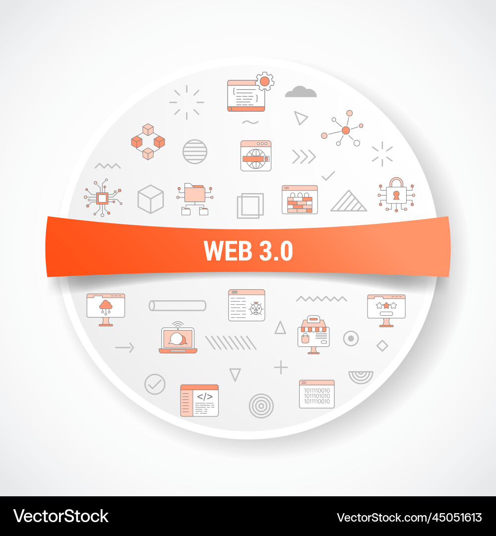 Web 30 concept with icon round Web 30 concept with icon round vector image