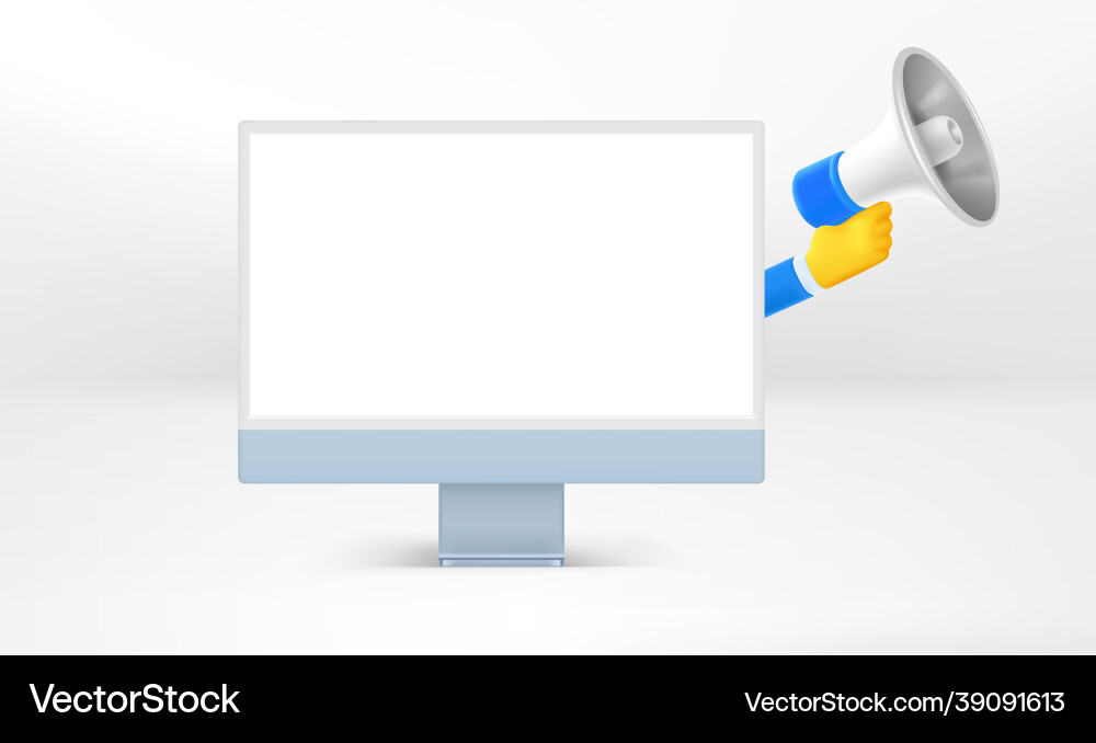 Web notification concept with empty monitor hand Vector Image