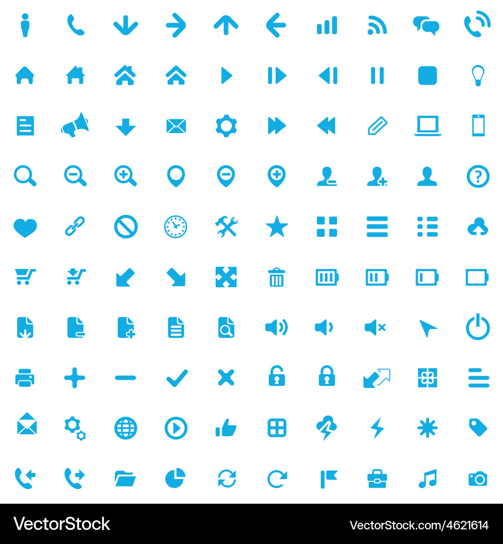100 ui outline for web and mobile icons Vector Image