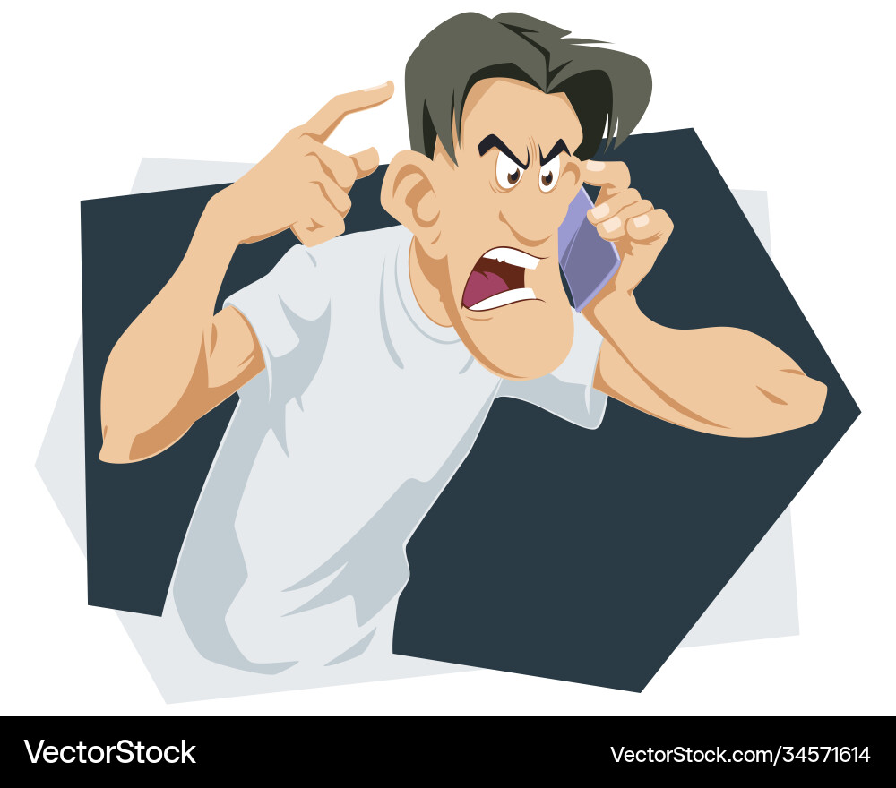 Angry man yelling on phone male in rage Angry man yelling on phone male in rage vector image