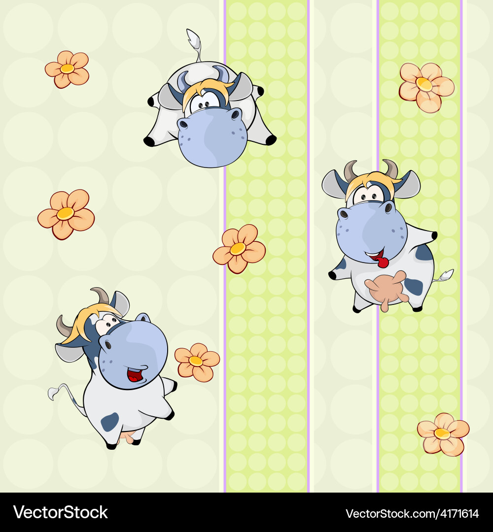 Background with cows Vector Image
