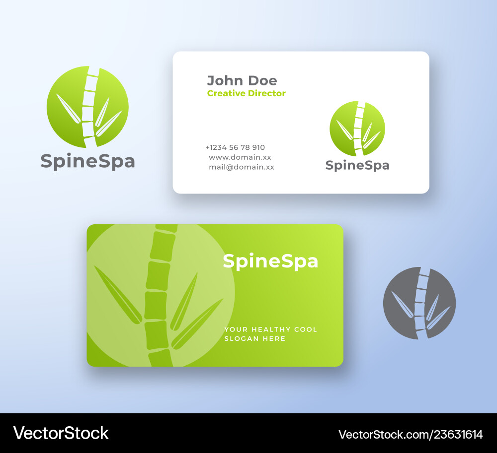 Bamboo Spine Spa Logo & Business Card Vector Image