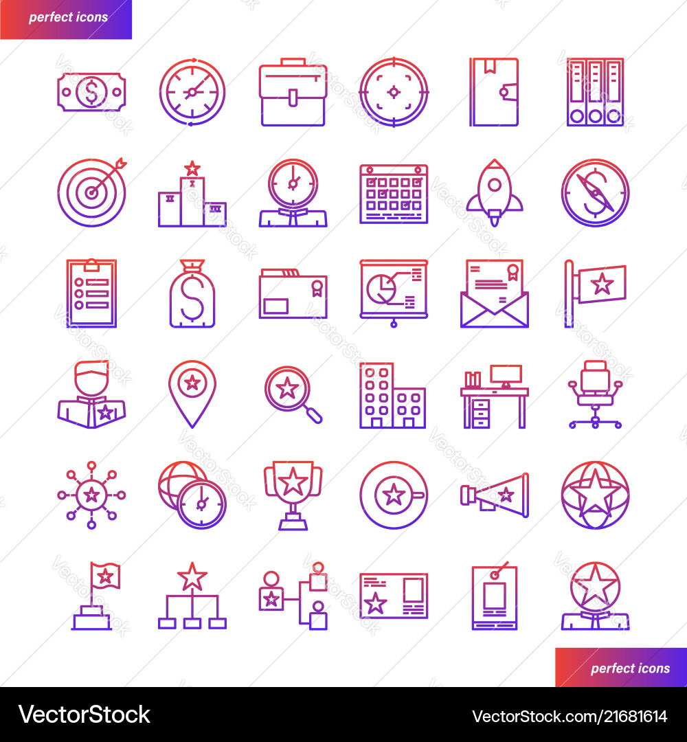 Business element gradient icons set vector image