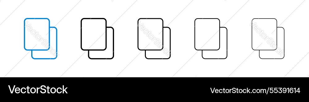 Copy icons in five different stroke sizes Vector Image