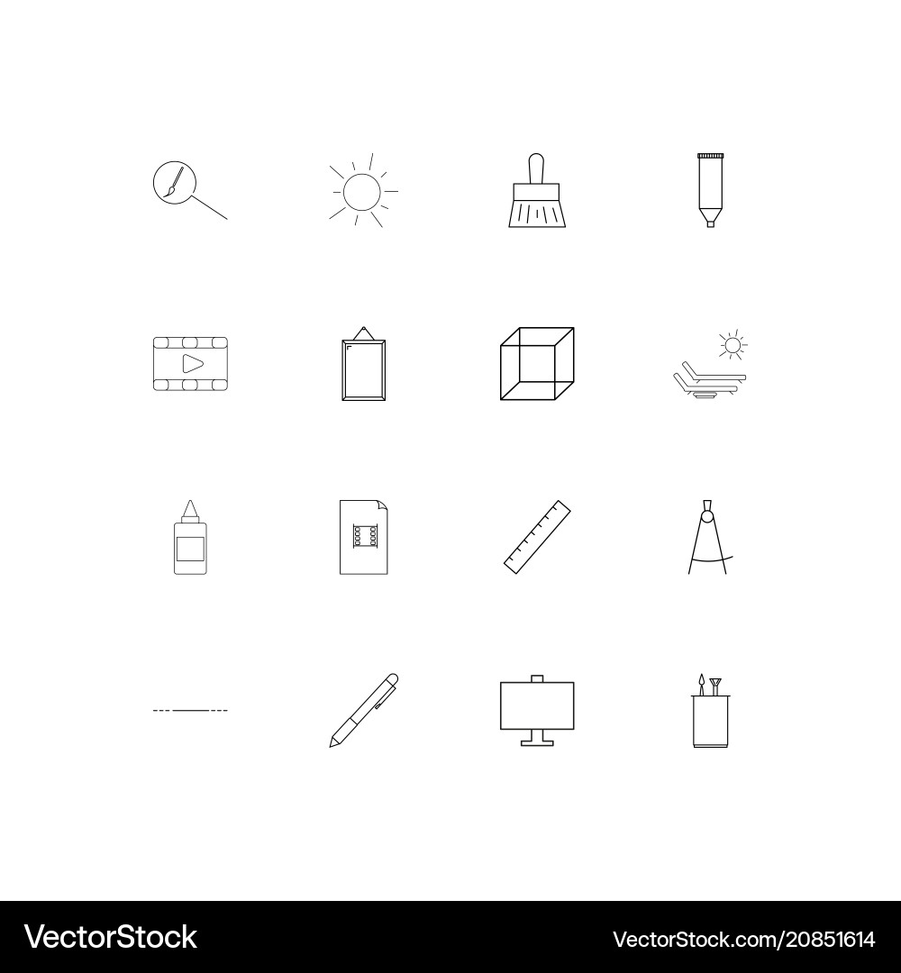 Creative process and design linear thin icons set vector image