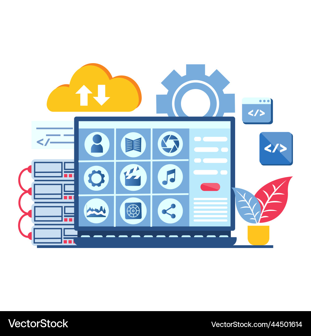 Development of social media web applications Development of social media web applications vector image