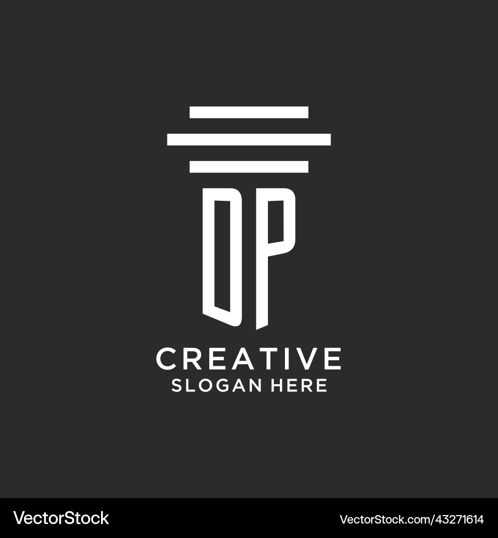 Dp initials with simple pillar logo design Vector Image