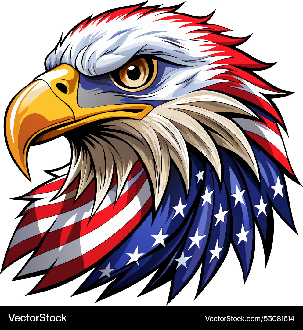Eagle head with american flag pattern Royalty Free Vector