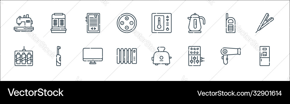 Electronics line icons linear set quality Electronics line icons linear set quality vector image