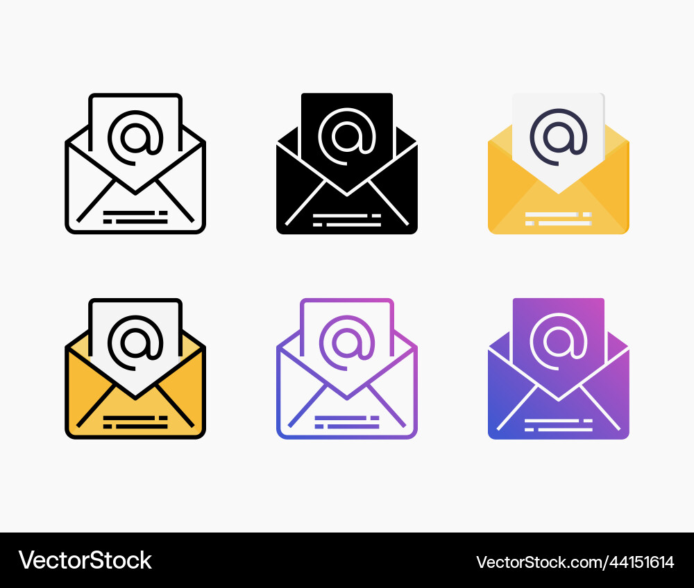 Email icon set with different styles Email icon set with different styles vector image