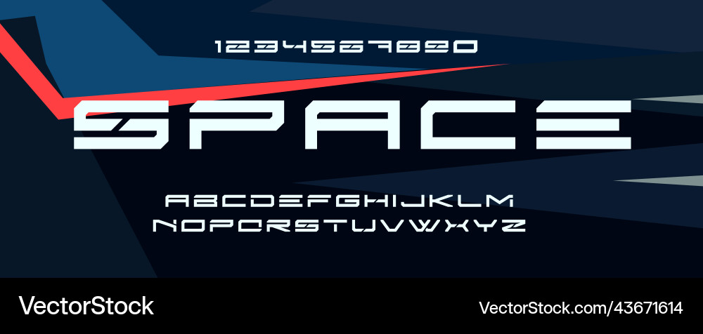 Geometric futuristic Schrift breit modular streng Geometric futuristic Schrift breit modular streng vektorbild