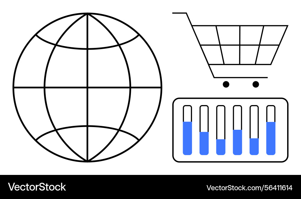 Global e-commerce and data analytics concept Global e-commerce and data analytics concept Vector Image