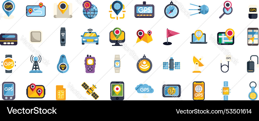 Globale Positioniersystem-Icons mit Navigation Globale Positioniersystem-Icons mit Navigation Vektorbild