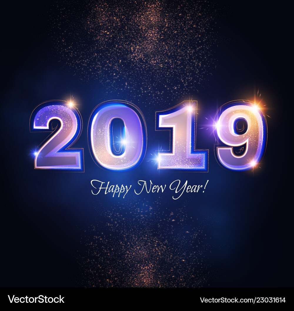 Happy new 2019 year elegant shining number Happy new 2019 year elegant shining number vector image