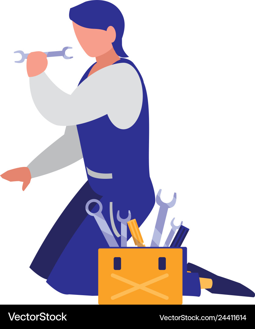 Mechanic worker with toolbox vector image