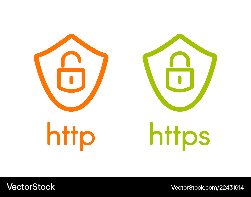 Shields - HTTP & HTTPS Security vector image