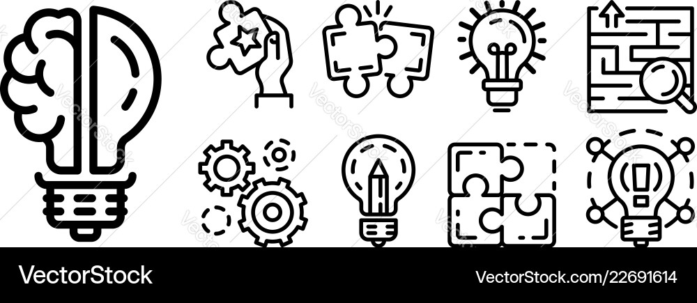 Solution Icon Set - Brainstorming vector image