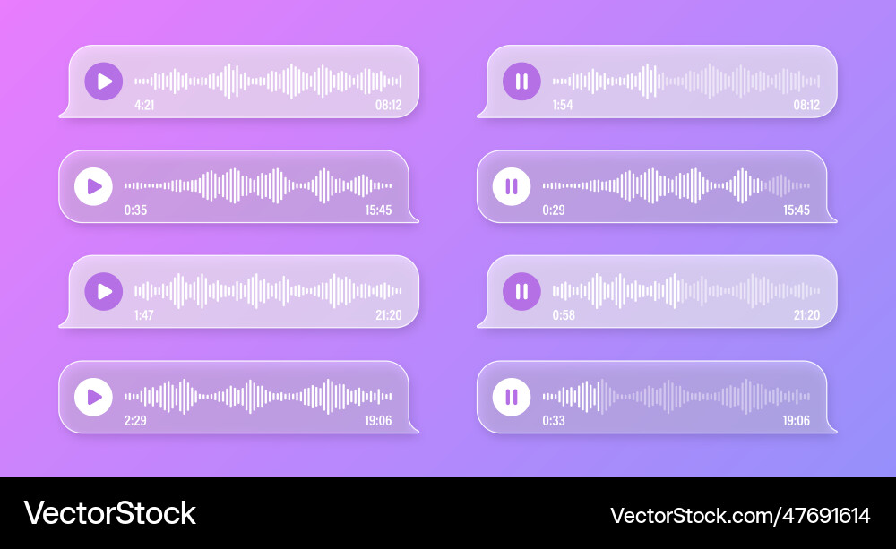 Voice audio message transparent speech bubbles Voice audio message transparent speech bubbles Vector Image