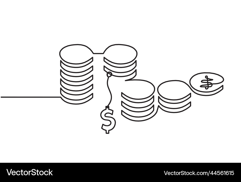 Abstract coins with dollar as continuous lines Abstract coins with dollar as continuous lines Vector Image