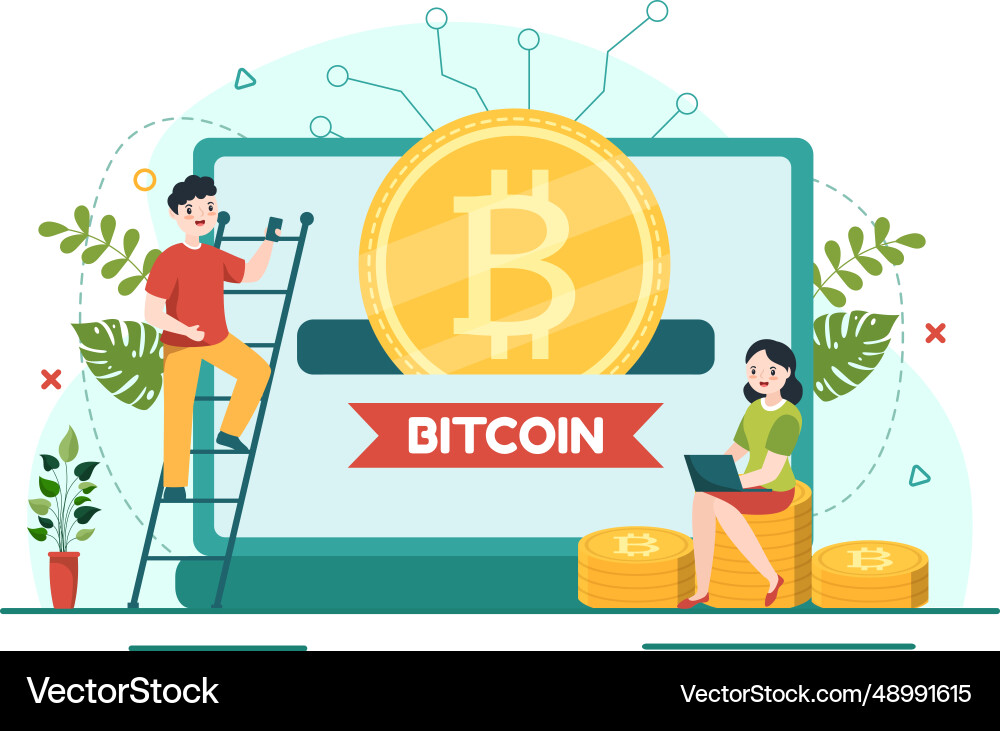 Bitcoin with cryptocurrency coins of blockchain Bitcoin with cryptocurrency coins of blockchain Vector Image