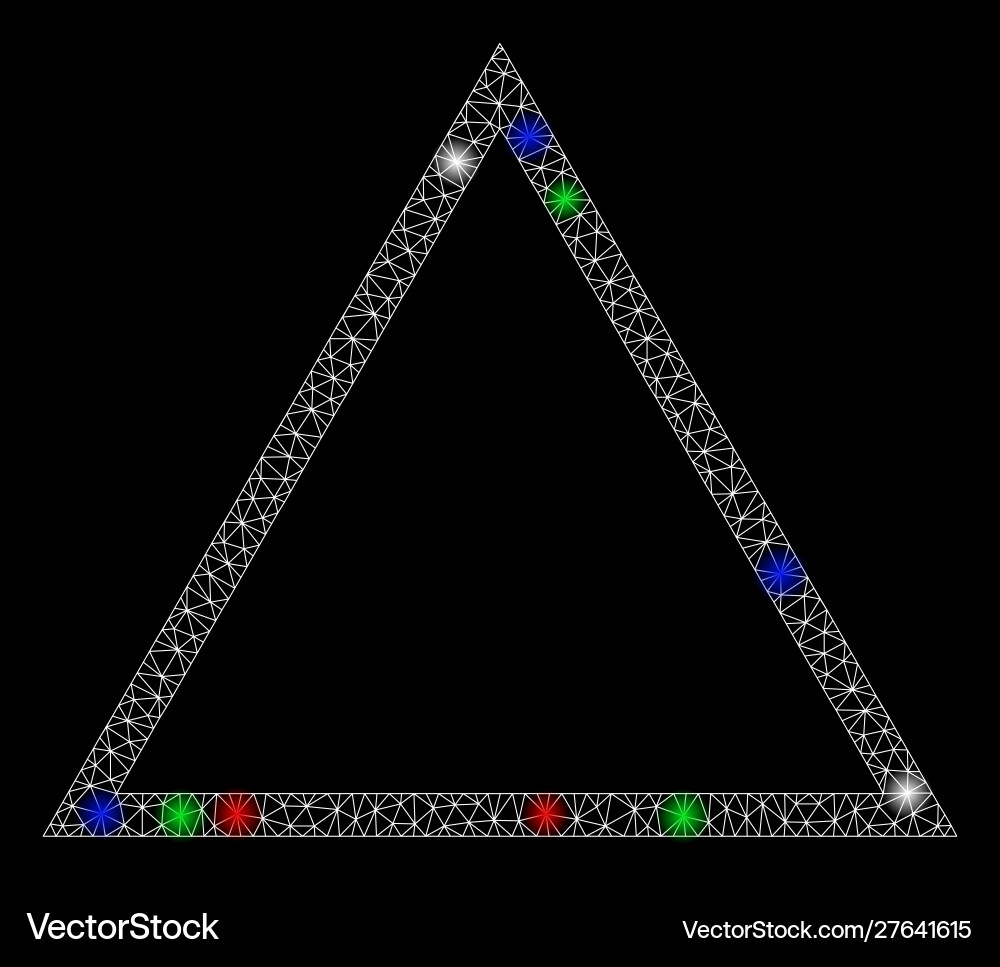 Bright mesh network triangle frame with light vector image