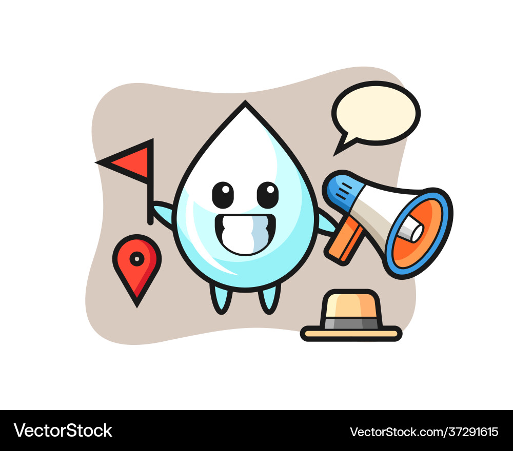 Character cartoon milk drop as a tour guide Character cartoon milk drop as a tour guide vector image