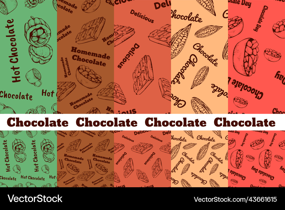 Chocolate Cocoa Dessert Pattern Set vector image