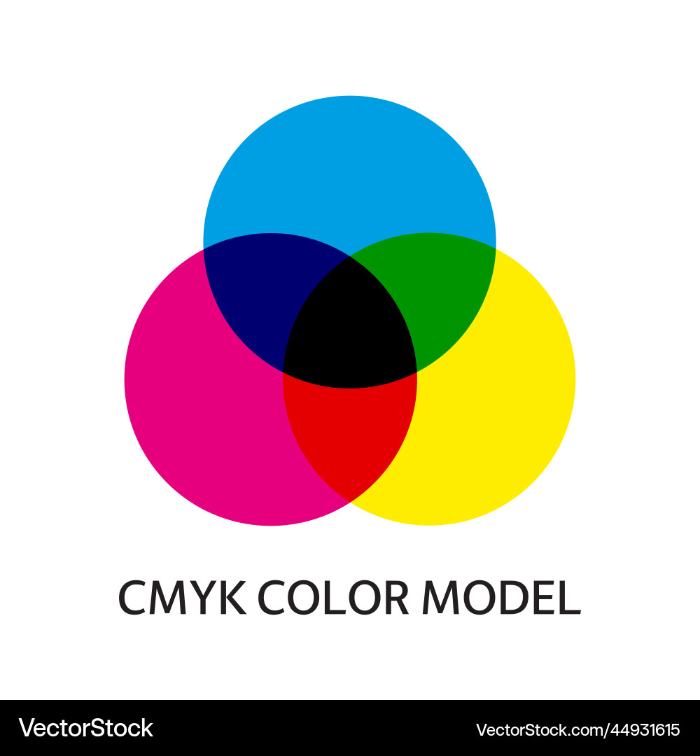 Cmyk color model scheme three overlapped circles vector image