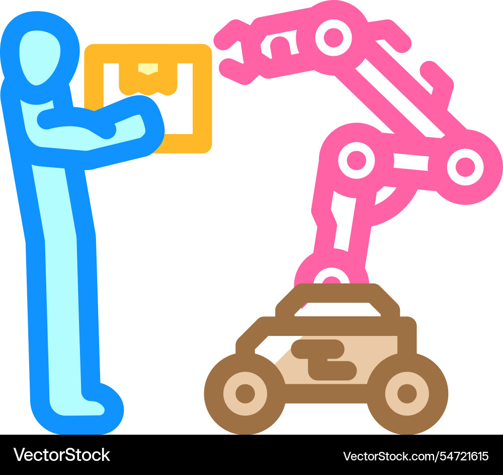 Cobots collaborative robots industry 5 color icon Vector Image